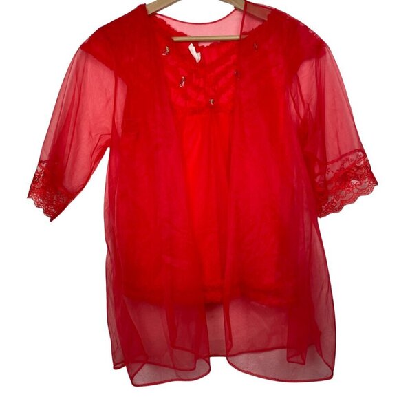 Vintage Other - Pandora and JCPenny Vintage Red Lace Ruffle Lingerie Bundle Sz. M/L